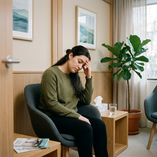 Person experiencing mental and emotional exhaustion